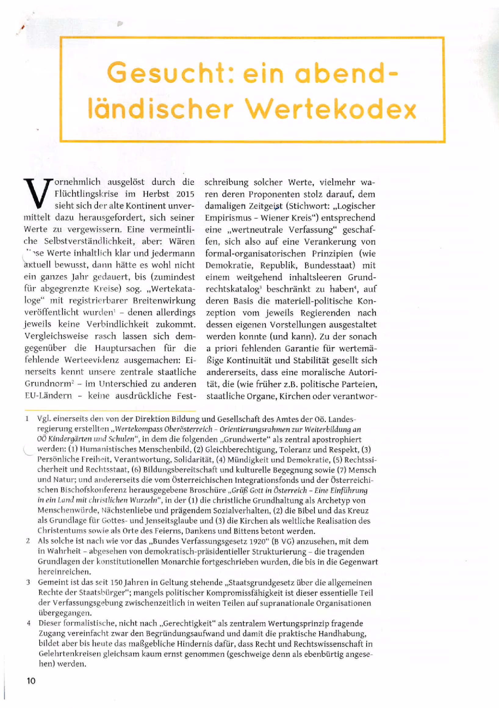 Ausschnitt aus Gesucht: Ein abendländischer Wertekodex (PetrA 2017, Nr. 68/April, 10 - 12)